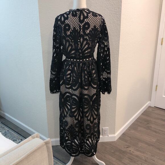 SHEIN Black Crochet Lace Maxi Dress - Picture 4 of 11